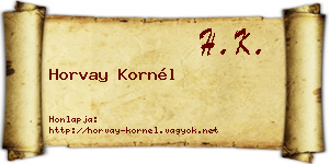 Horvay Kornél névjegykártya